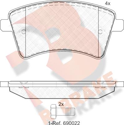 R Brake RB1854 - Тормозные колодки, дисковые, комплект autospares.lv