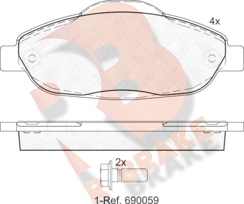 R Brake RB1851 - Тормозные колодки, дисковые, комплект autospares.lv