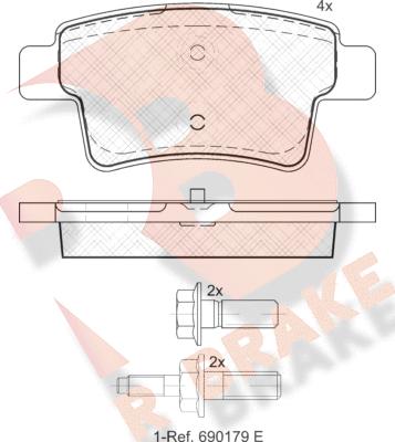 R Brake RB1853 - Тормозные колодки, дисковые, комплект autospares.lv