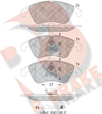R Brake RB1865 - Тормозные колодки, дисковые, комплект autospares.lv