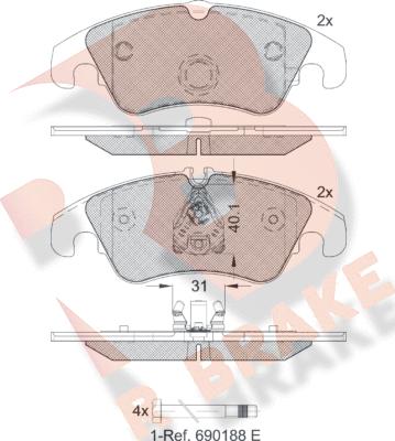 R Brake RB1862-203 - Тормозные колодки, дисковые, комплект autospares.lv