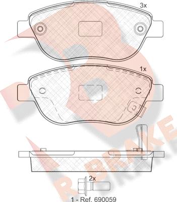 R Brake RB1809 - Тормозные колодки, дисковые, комплект autospares.lv