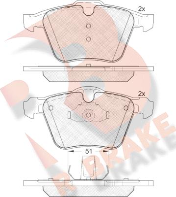 R Brake RB1805 - Тормозные колодки, дисковые, комплект autospares.lv