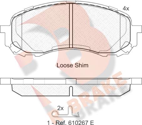 R Brake RB1800 - Тормозные колодки, дисковые, комплект autospares.lv