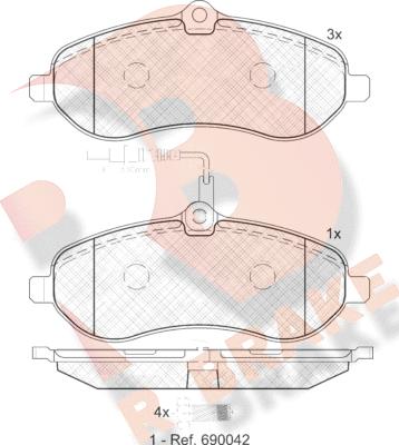 R Brake RB1802 - Тормозные колодки, дисковые, комплект autospares.lv