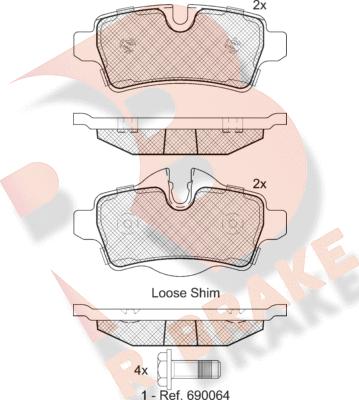 R Brake RB1812 - Тормозные колодки, дисковые, комплект autospares.lv