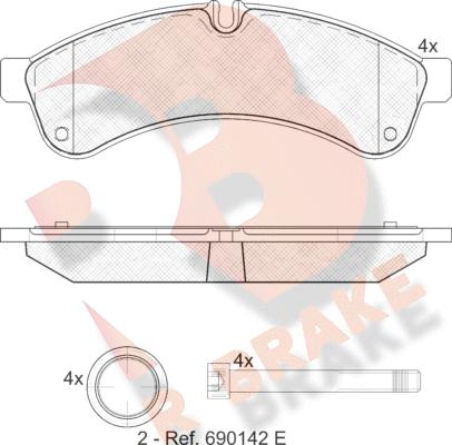 R Brake RB1880 - Тормозные колодки, дисковые, комплект autospares.lv