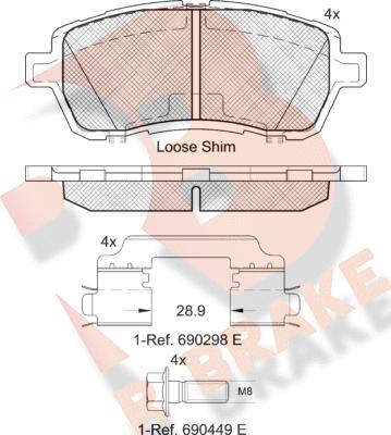 R Brake RB1881-204 - Тормозные колодки, дисковые, комплект autospares.lv