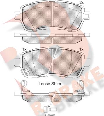 R Brake RB1881 - Тормозные колодки, дисковые, комплект autospares.lv