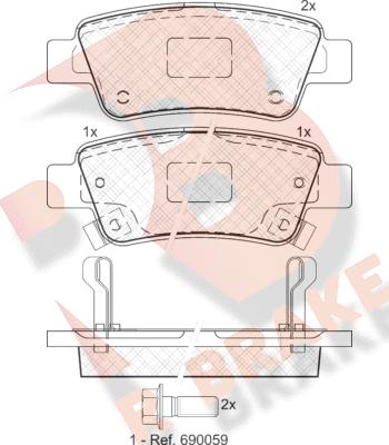 R Brake RB1888 - Тормозные колодки, дисковые, комплект autospares.lv