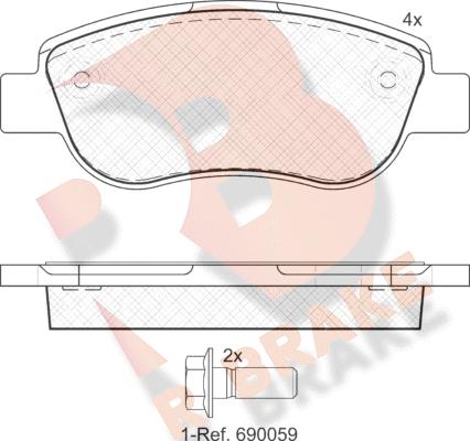 R Brake RB1883 - Тормозные колодки, дисковые, комплект autospares.lv