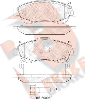 R Brake RB1887 - Тормозные колодки, дисковые, комплект autospares.lv