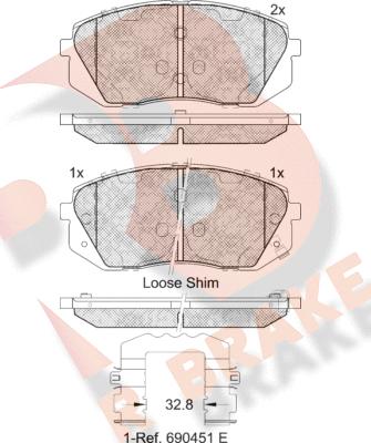 R Brake RB1826-202 - Тормозные колодки, дисковые, комплект autospares.lv