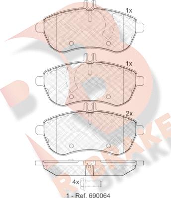 R Brake RB1821 - Тормозные колодки, дисковые, комплект autospares.lv