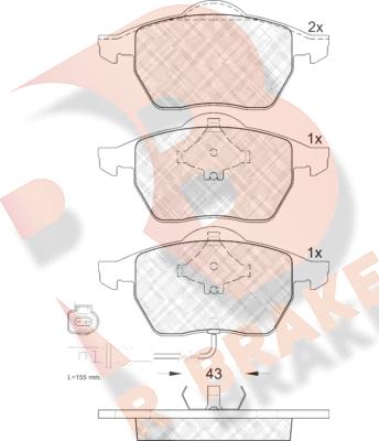 R Brake RB1396 - Тормозные колодки, дисковые, комплект autospares.lv