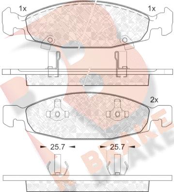 R Brake RB1398 - Тормозные колодки, дисковые, комплект autospares.lv