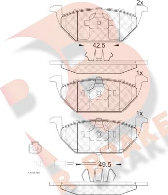 R Brake RB1349 - Тормозные колодки, дисковые, комплект autospares.lv