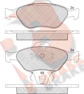 R Brake RB1343 - Тормозные колодки, дисковые, комплект autospares.lv