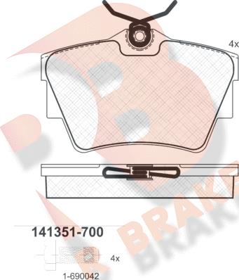 R Brake RB1351-700 - Тормозные колодки, дисковые, комплект autospares.lv