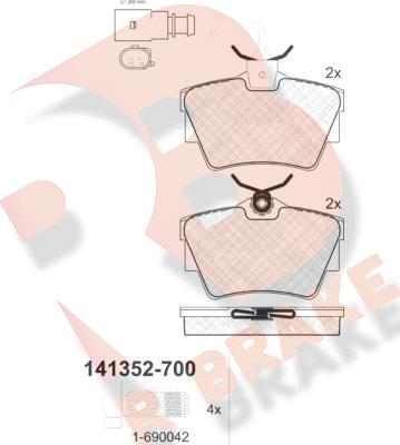 R Brake RB1352-700 - Тормозные колодки, дисковые, комплект autospares.lv