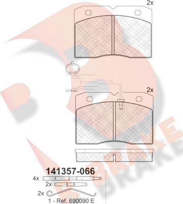 R Brake RB1357 - Тормозные колодки, дисковые, комплект autospares.lv