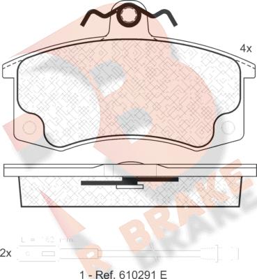 R Brake RB1308 - Тормозные колодки, дисковые, комплект autospares.lv