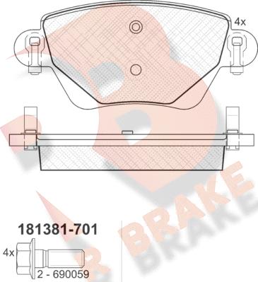R Brake RB1381-701 - Тормозные колодки, дисковые, комплект autospares.lv
