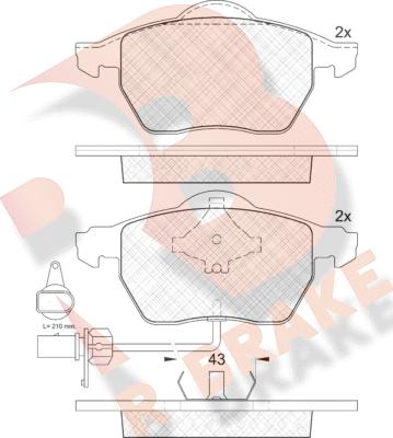 R Brake RB1331-203 - Тормозные колодки, дисковые, комплект autospares.lv