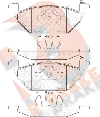 R Brake RB1338 - Тормозные колодки, дисковые, комплект autospares.lv