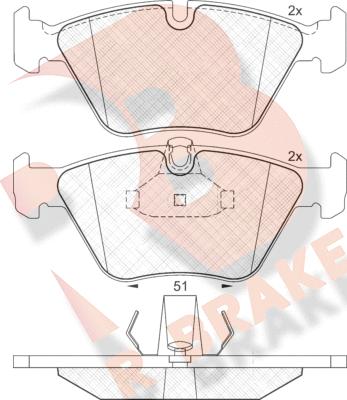 R Brake RB1296 - Тормозные колодки, дисковые, комплект autospares.lv