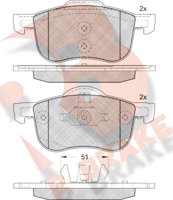 R Brake RB1297-203 - Тормозные колодки, дисковые, комплект autospares.lv