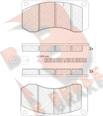 R Brake RB1244 - Тормозные колодки, дисковые, комплект autospares.lv