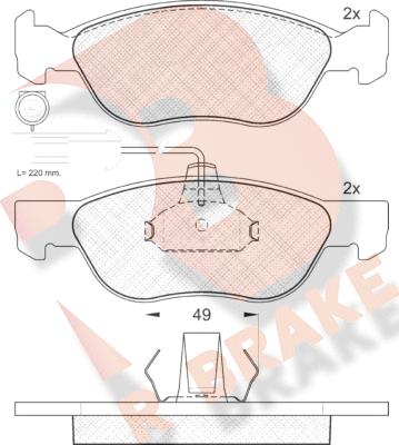 R Brake RB1243 - Тормозные колодки, дисковые, комплект autospares.lv