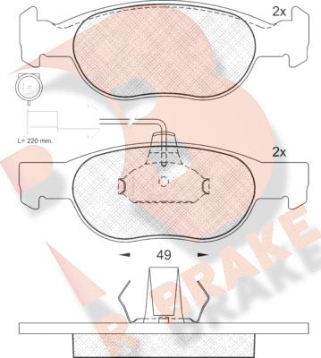 R Brake RB1242 - Тормозные колодки, дисковые, комплект autospares.lv