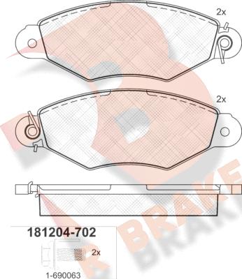 R Brake RB1204-702 - Тормозные колодки, дисковые, комплект autospares.lv