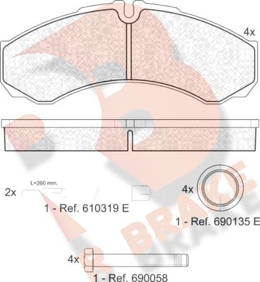 R Brake RB1208-123 - Тормозные колодки, дисковые, комплект autospares.lv