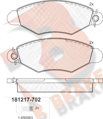 R Brake RB1217-702 - Тормозные колодки, дисковые, комплект autospares.lv