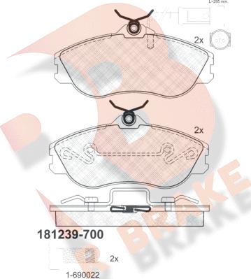 R Brake RB1239-700 - Тормозные колодки, дисковые, комплект autospares.lv