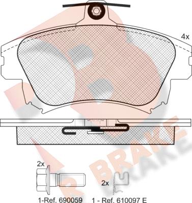 R Brake RB1236-208 - Тормозные колодки, дисковые, комплект autospares.lv