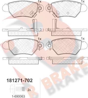 R Brake RB1271-702 - Тормозные колодки, дисковые, комплект autospares.lv