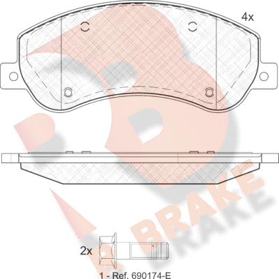 R Brake RB1793-204 - Тормозные колодки, дисковые, комплект autospares.lv