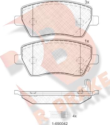 R Brake RB1748 - Тормозные колодки, дисковые, комплект autospares.lv