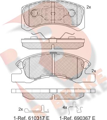 R Brake RB1701-208 - Тормозные колодки, дисковые, комплект autospares.lv