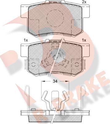 R Brake RB1718 - Тормозные колодки, дисковые, комплект autospares.lv