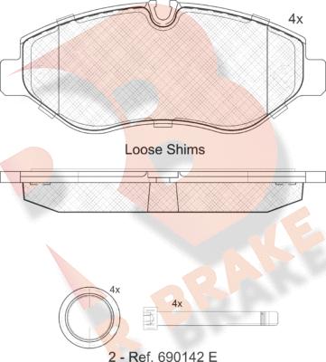 R Brake RB1786 - Тормозные колодки, дисковые, комплект autospares.lv