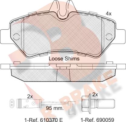 R Brake RB1787 - Тормозные колодки, дисковые, комплект autospares.lv