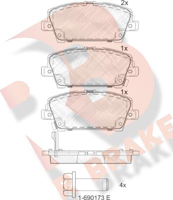 R Brake RB1773 - Тормозные колодки, дисковые, комплект autospares.lv