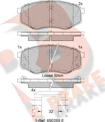 R Brake RB2094 - Тормозные колодки, дисковые, комплект autospares.lv