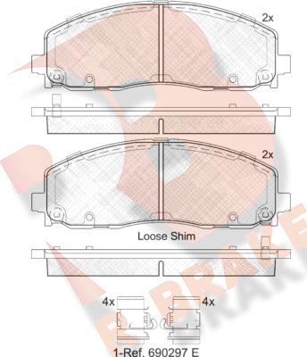 R Brake RB2054 - Тормозные колодки, дисковые, комплект autospares.lv