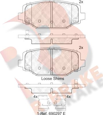 R Brake RB2053 - Тормозные колодки, дисковые, комплект autospares.lv